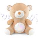 Teddy Bear Baby Soother - Sleep Soothing White Noise, Portable Night Light Projector and Melodies, Toddler Crib Lullaby Machine Sleeping Aid for Newborns and Up, Babies Stuffed Animal Plush Toy