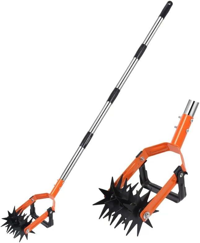 Rotary-Cultivator-Tool - Hand Tiller for Gardening, 2-in-1 Garden Weeding Hoe and Crumbler Soil Cultivator Tool for Soil Mixing or Reseeding Grass