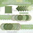 144 Pcs 48 Guests Sage Green Paper Plates and Napkins Green Birthday Party Decorations Disposable Tableware 9 Inch 7 Inch Gradient Scalloped Edge Plates for Baby Shower Wedding Bridal