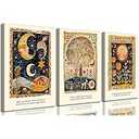 3 PCS Framed Girl and Floral Tree Poster, Canvas Print Art Boho Wall Art Painting Pictures Whimsical Art Print Wall Decor Contemporary Home Decor for Living Room Bedroom Apartment (23"L x16"W)