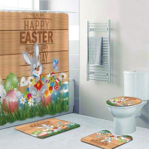 DDS-DUDES Easter Shower Curtain for Bathroom Rabbit & Eggs Watercolor Shower Curtain,Spring Colorful Bathtubs Curtains Spring Easter Decoration Set with Hooks Washable Fabric 71" x 71"