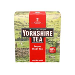 Yorkshire Tea, Red, Black Tea, String and Tagged Bags, 100 Count (Pack of 1), Refreshing, Satisfying, and Strong, Classic British Breakfast Blend, Caffeinated, Enjoy Hot or Iced, 100 Teabags (EXP 04/30/24)