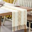 5 x OTOSTAR Khaki Table Runner 13x72 Inches Boho Rustic Table Runner with Tassels Farmhouse Kitchen Dining Macrame Table Decoration for Christmas Home Wedding Party Birthday Holiday Decor (Khaki)