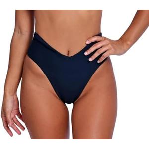 geluboao Women's Bikini Bottom Sexy V Cut High Cut Swimsuit High Waisted Bathing Suit Bottoms Size XL Black