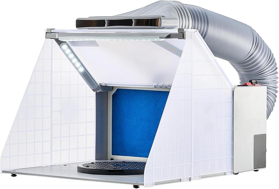 VEVOR Airbrush Spray Booth, Portable Hobby Airbrush Paint Spray Booth Kit with LED Lights, Exhaust Fan and Exhaust Extension Hose, Airbrush Paint Booth for Painting Models, Arts, Crafts, Cakes, 4m³/min