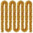 Hotop 252 ft Christmas Garland for Christmas Decorations Non Lit Soft Green Garland for Outdoor or Indoor Use Artificial Plastic Greenery Holiday Garden Wedding Party Decoration(Gold)