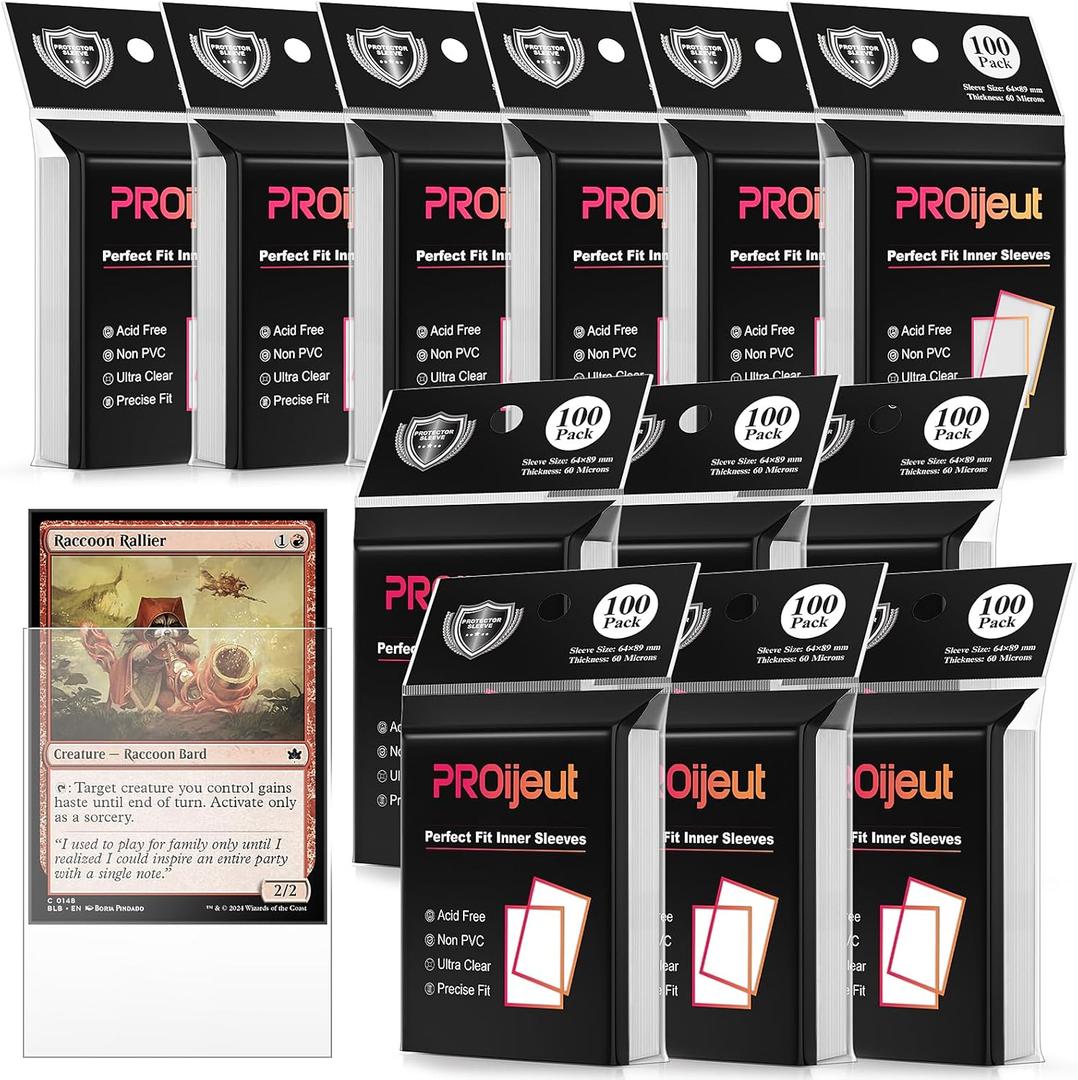 1200 Pack Card Sleeves Clear, Perfect Fit Inner Sleeves Ideal for Double-sleeving, Trading Card Sleeve Compatible with MTG, PKM, TCG and Gaming Cards (60 Microns)