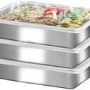 GIUOIDUO stainless steelFood Storage Containers setsstorage box with lidfreezer FrozenKitchen tray with lidOven plateSide dish plate Freezer & Dishwasher Safe (3-Pack)