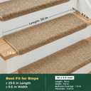 MBIGM Bullnose Non-Slip Stair Treads w/Reusable Adhesive 14 Pack 9.5" x 30" Wooden Steps Protection - TPU Backing with Steel Reinforcement - Anti-Slip Solution Knitted Camel Non Slip Stair Tread