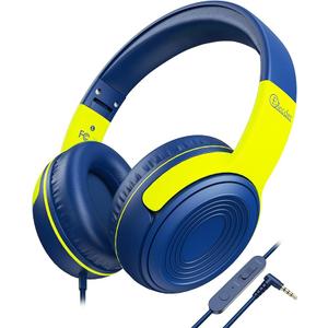 ELECDER Kids Headphones, S8 Wired Headphones for Kids with Microphone for Boys Girls, Adjustable 85dB/94dB Volume Limited (Navy/Blue)