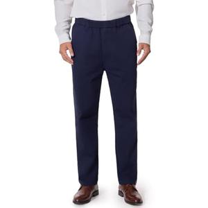 voeeron Mens Elastic Waist Twill Pants for Seniors – Pull On Comfort Pants with Stretch Waistband, Relaxed Fit, Size 44W x 32L