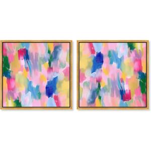Art Remedy Saturaded Colors Art Canvas, 16" x 16", Gold Frame, Colorful Rhythm Set