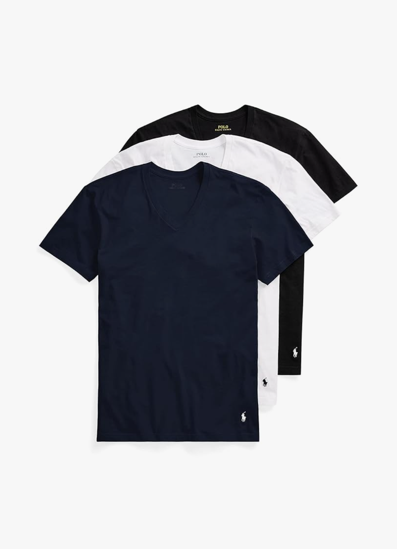 POLO Men's Slim Fit Cotton V-Neck Undershirt 2-Pack, Size Medium 