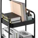 3-Tier Metal Rolling Utility Cart with Wooden Tabletop, Mobile Storage Organizer with Lockable Wheels for Kitchen, Bathroom & Home