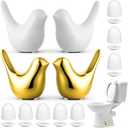 12 Pcs Ceramic Bird Toilet Bolt Caps, Gold White Cute Toilet Bolt Covers Replacement Toilets Screw Cover Caps Decor Accessories for Bathroom Decorative Easy Installation