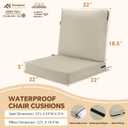 Favoyard Waterproof Outdoor Chair Cushion Beige 22 x 22 Inch, Water Resistant Patio Seat & Back Pad, 3-Year Fade Resistant Thick Cushion with Anti-Slip Straps & Removable Washable Cover