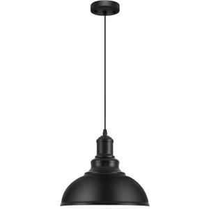 Pendant Lights, Farmhouse Pendant Lamp with Metal Shade (White Inside), Matte Black Industrial Pendant Lighting for Kitchen Island, Dining Room, Bedroom, Hallway