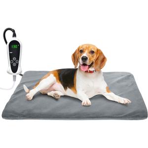 RIOGOO Pet Heating Pad, Upgraded Electric Dog Cat Heating Pad Indoor Waterproof, Auto Power Off (X-Large: 28"x 18", Grey)