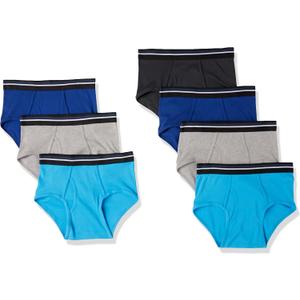 Amazon Essentials Men's Cotton Breathable Tag-Free Briefs Underwear (Large, Black/Blue/Grey)