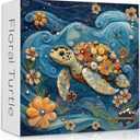 Sea Turtle Puzzles for Adults 1000 Pieces, Flowers Jewels Ocean Puzzle Embroidered, Colorful Animal Floral Jigsaw Puzzles 1000 Pieces Unique Challenge