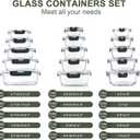 KOMUEE 30 Pieces Glass Food Storage Containers Set, Glass Meal Prep Containers Set with Snap Locking Lids, Airtight lunch Containers for Microwave, Oven, Freezer & Dishwasher,Gray