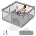 Baby Playpen 5151 - Play Pens for Babies and Toddlers, Baby Playards for Infants with Soft Breathable Mesh | Easy Setup | Baby Play Yard with Gate and Carry Bag (51x51 Inch)
