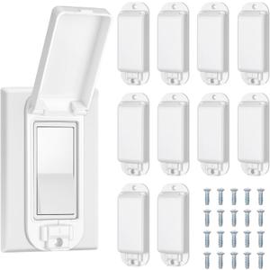 Tellegloww 10 Pack Light Switch Guard Cover Baby Child Proof Wall Light Switch Cover Guard for Rocker Protects Your Lights or Circuits from Being Accidentally Turned on or off (White)