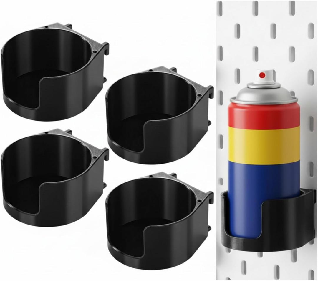 LemonRoad 4 Pcs Pegboard Spray Can Holder Pegboard Accessories Wall Organize Peg Board Bins Bottle Holder, 2.6 Inch Diameter Spray Can Cup for Peg Board Storage Garage Workspace Wall Kitchen