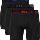 Hanes Men's Moves Performance Boxer Brief, Total Support Pouch, Regular/Trunk/Long Leg, 3-Pack, 8 L