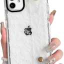 NITITOP Compatible with iPhone 11 Case Clear Cute Pattern Design for Women Girls with Wrist Adjustable Hand Strap Kickstand Grip Holder Soft TPU Slim Protective Phone Cover - Flower Leaves