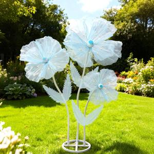 WARMALL 3PCS Giant Flowers for Decoration, 5.9Ft Large Artificial Silk Flower with Stems and Stands, Wedding Party Banquet Graduation Home Garden Shop Window Photography Props Background DecorBlue