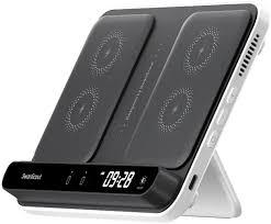 Dual Wireless Charger Stand, Swan Scout 504, Foldable Wireless Charging Station Pad for iPhone Air/17/16/15 Series, Samsung Galaxy S25/S24/S23, Google Pixel 10/9/8, Android Phones, Air Pods/Galaxy Buds