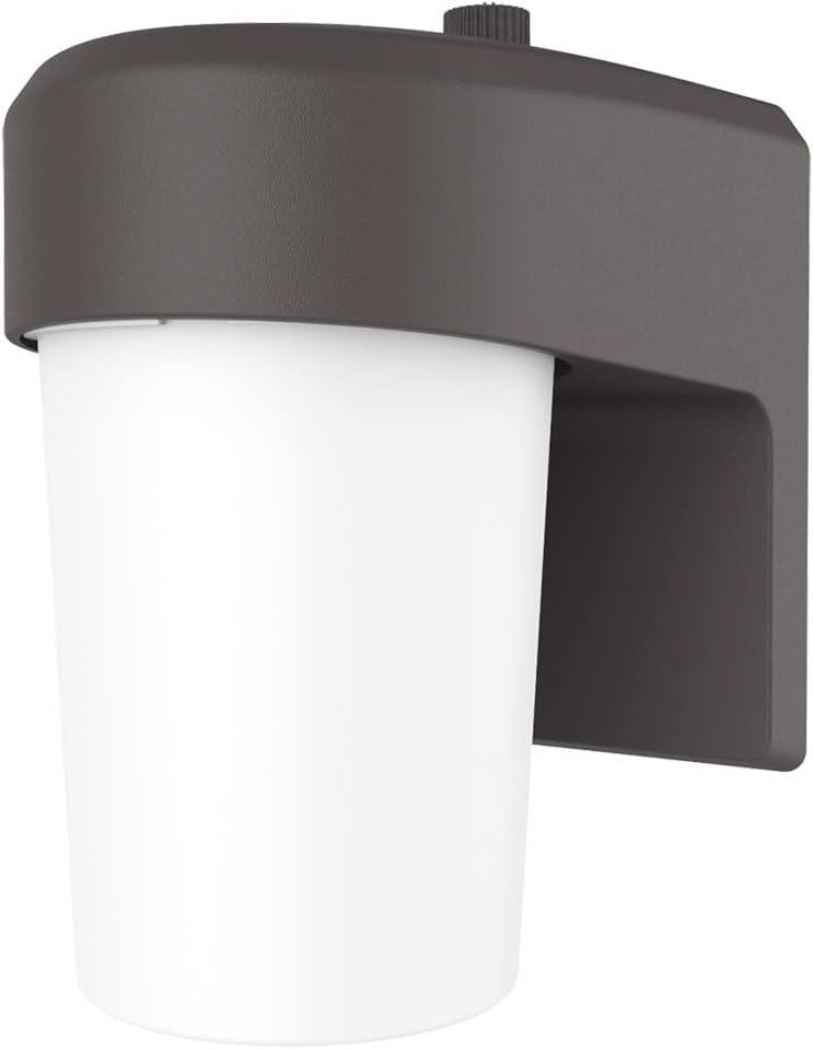 HALO FE 1-Light Bronze LED Outdoor Lantern Sconce with Dusk to Dawn