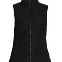 Women Corduroy Vest Quilted Warm Cotton Jacket Thickening Outerwear Size M Black Color