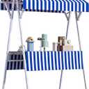 Outdoor Vendor Cart, Foldable Metal Market Stall Display Stand with Canopy, Portable Multi-Purpose Floor Wagon for Retail Kiosks Events Festivals Farmers Markets Trade Shows