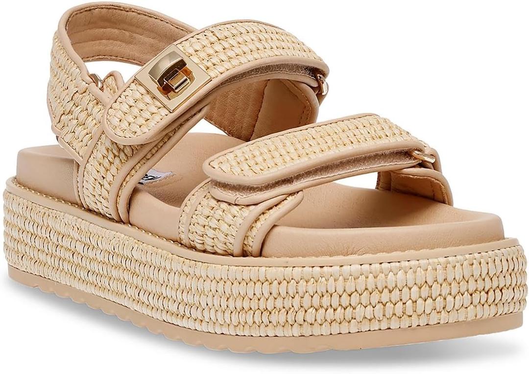 Steve Madden Women's BIGMONA Sandal (8.5, Natural Raffia)