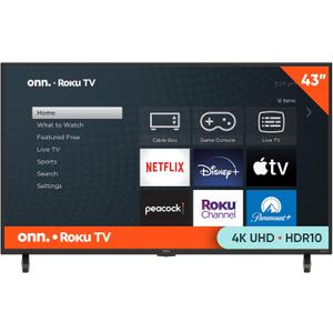 ONN 43-Inch Class 4K Ultra HD LED Smart TV HDR (2160p) Resolution, 60 Hz Refresh Rate, DLED Display, Wireless Streaming - 100012584 