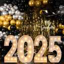 Retisee 4ft Marquee Number 2025 Light up Mosaic Number Frame with Bracket White Giant Decoration for Balloons Flower Frame Graduation 2025 Anniversary Wedding Party Supplies