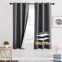 RYB HOME Soundproof Curtains for Bedroom, PM2.5 Particle Filter 100% Blackout Energy Saving Small Window Curtains for Baby Nursery Living Room Home Office, Grey, W 42 x L 63 inches, 2 Pcs
