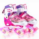 Sowume Adjustable Roller Skates for Girls and Women, All 8 Wheels of Girl's Skates Shine, Safe and Fun Illuminating for Kids Size: Medium-(13-3 US)