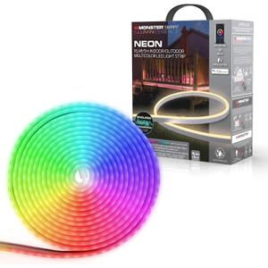 Monster 16.4ft Smart Indoor and Outdoor Multi-Color Neon LED Light Strip, Water-Resistant, Mobile App Control