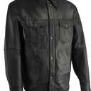 Milwaukee Leather LKM1601 Men's Black Lightweight Snap Front Leather Shirt - (Black, S)