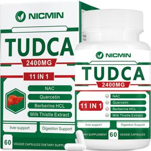 TUDCA Supplements 2400MG, Bile Salts Complex for Liver Detox & Gallbladder Cleanse, Anti-Aging for Men and Women, Digestive Health 60 Capsules