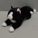 18 Inch Cat Stuffed Animals, Realistic Plush Throw Pillow, Soft Kawaii Kitty Plush Toy Gift for Kids Boys Girls (Black)