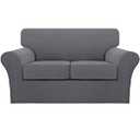 Turquoize 3 Piece Sofa Covers for 2 Cushion Couch Sofa Slipcover Soft Couch Cover for Dogs-Washable Sofa Furniture Covers with 2 Individual Cushion Covers, Thick Jacquard Fabric (Loveseat, Gray)