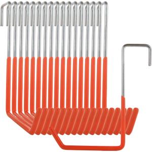16 Pcs Rafter Hanger Hook Heavy Duty Large S Hooks, Vinyl Coated S Hook for Hanging Bikes, Ladders, Ropes, Tools (Orange)