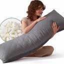 Decroom Memory Foam Body Pillow for Adults, Ultra-Soft Full Body Pillow with Diamond Quilted Cover, Support for Side Sleepers - Machine Washable, 20x54 Inch, Grey