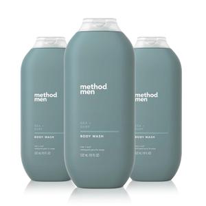 Method Men Body Wash, Sea + Surf, Paraben and Phthalate Free, 18 FL Oz (Pack of 3),Softening
