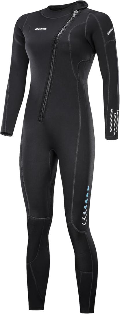 Ultra Stretch 3mm Neoprene Wetsuit, Front Zip Full Body Diving Suit, one Piece for Men & Women-Snorkeling, Scuba Diving Swimming, Surfing (Small)