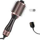 PRITECH 1000W 4 in 1 Hair Dryer Blow Dryer Brush in One,Dual Voltage Hair Dryer and Styler Volumizer with Oval Barrel, Professional Salon Hot Air Brush for All Hair Types (Black Gold)